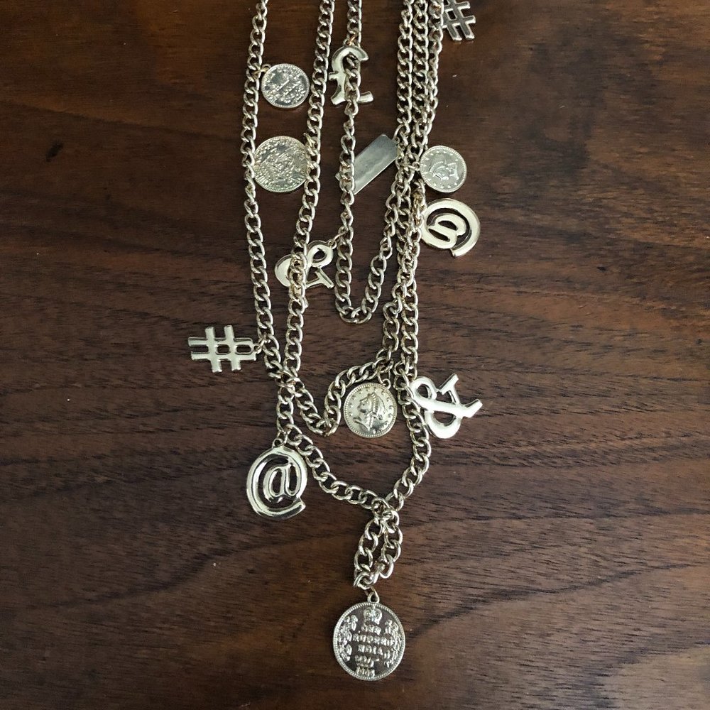 "Social Media" Long Gold Colored Necklace